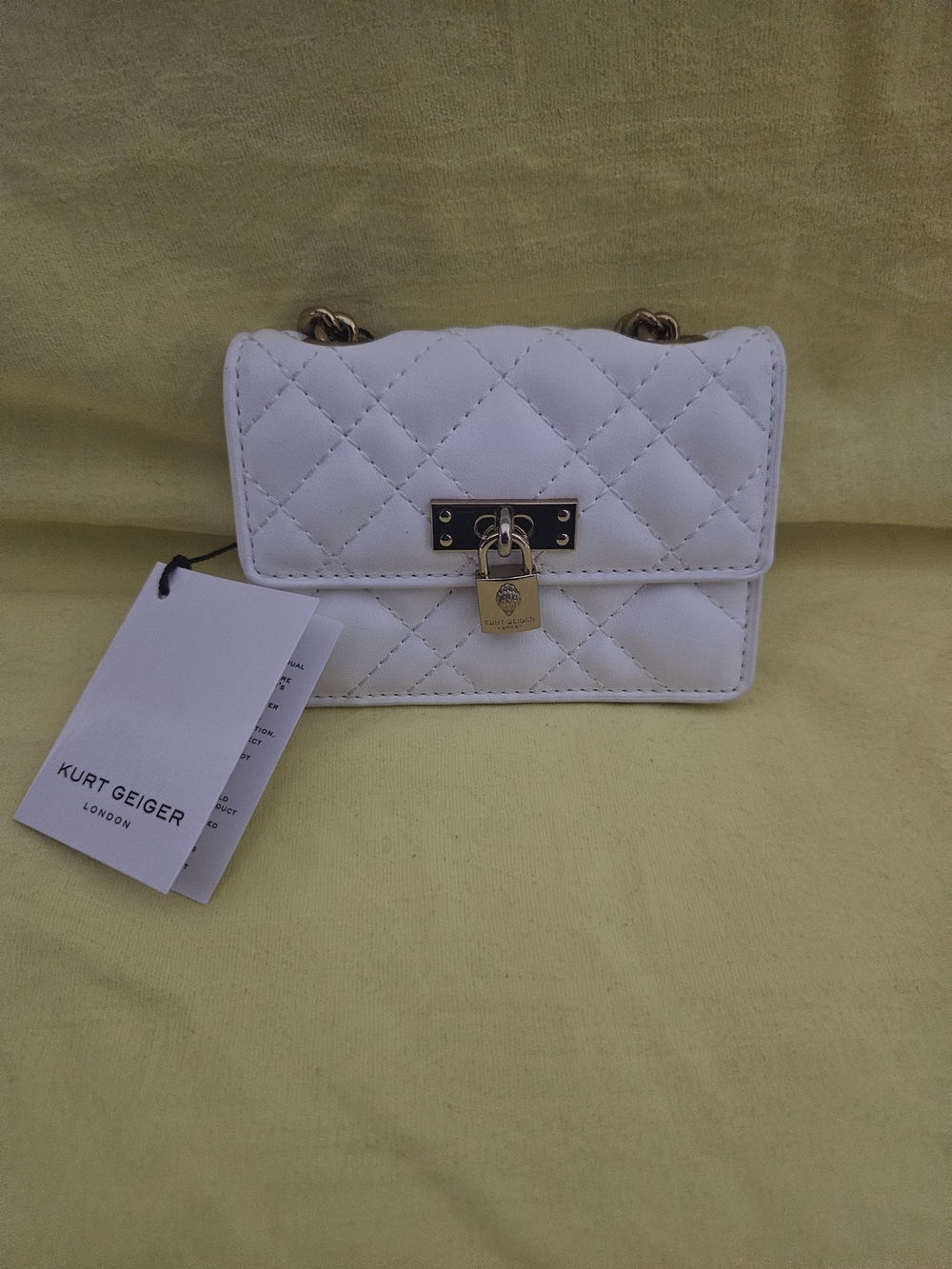 Kurt Geiger London Micro Brixton Quilted Shoulder Bag White